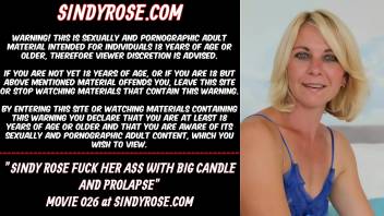 Sindy Rose fuck her ass with big candle and prolapse
